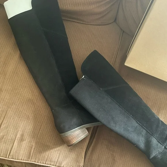 New lucky brand women’s TWYNKL boots, knee-high black suede black size 8